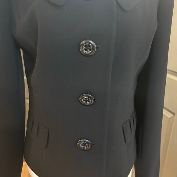 Tahari Arthur S Levine Sz 4 Pleated Collar Cow Print Lined Preppy Work-Core - Picture 2 of 11